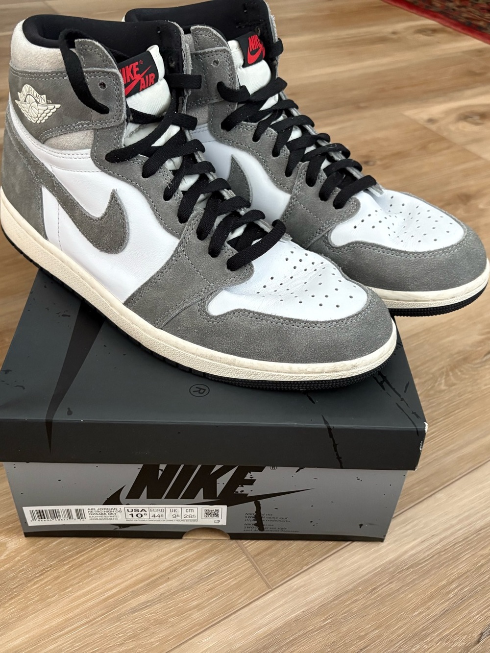 Nike Air Jordan 1 High OG White and Gray Suede with Black Accents